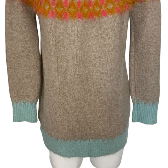 Anthropologie Sleeping On Snow Fair Isle Tunic Sweater XS Wool Blend Crew Winter - Picture 10 of 12